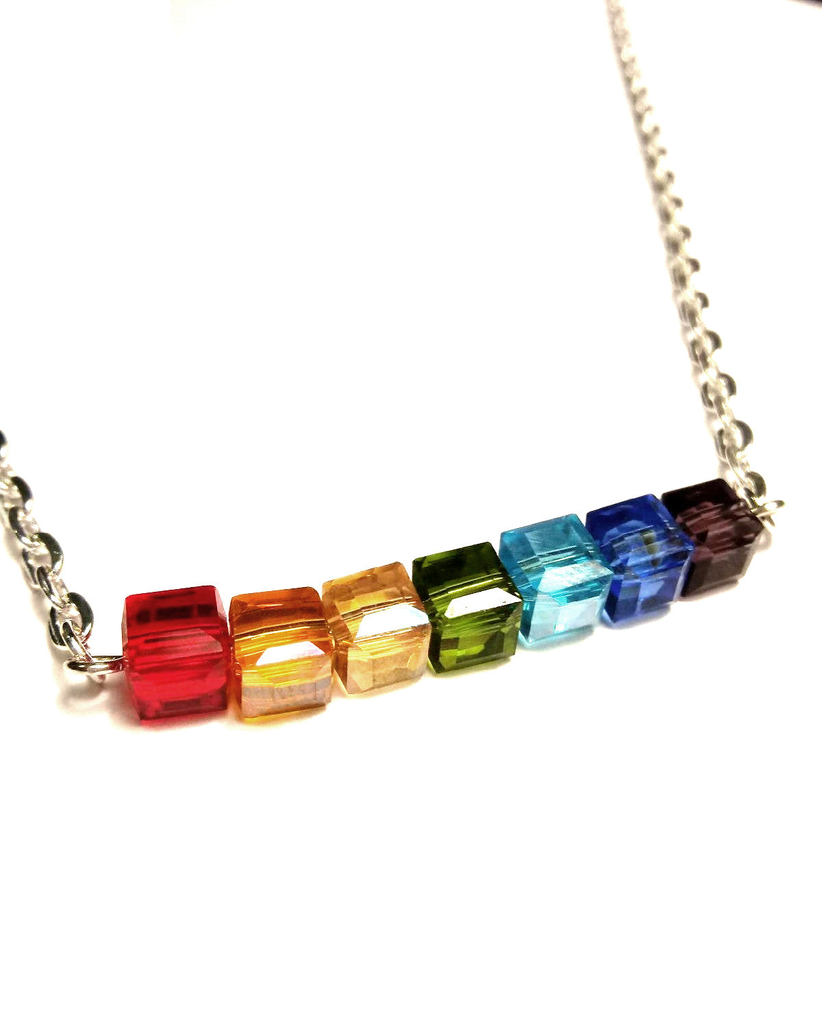 Gay Pride Rainbow Cubes Necklace