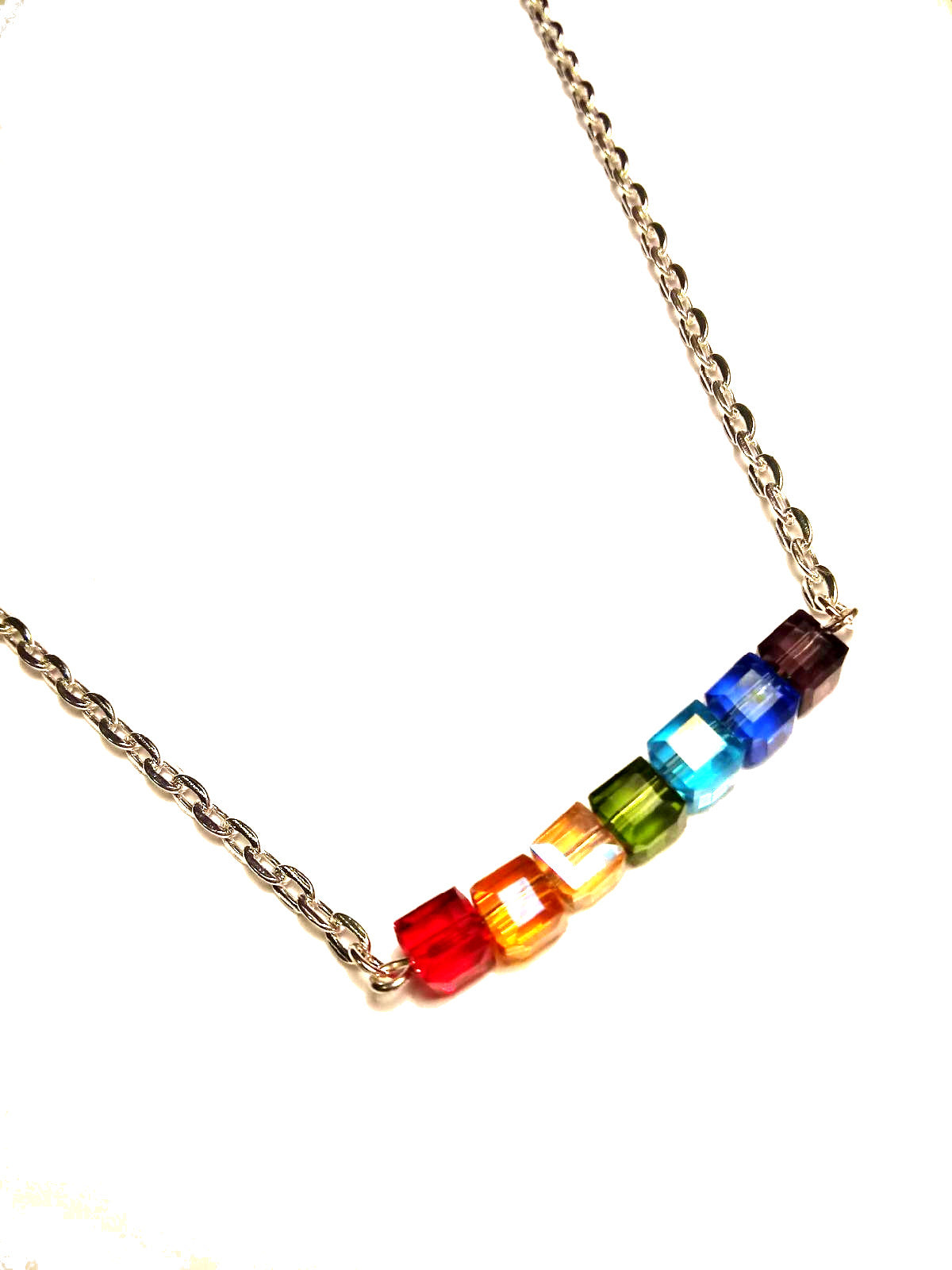Gay Pride Rainbow Cubes Necklace