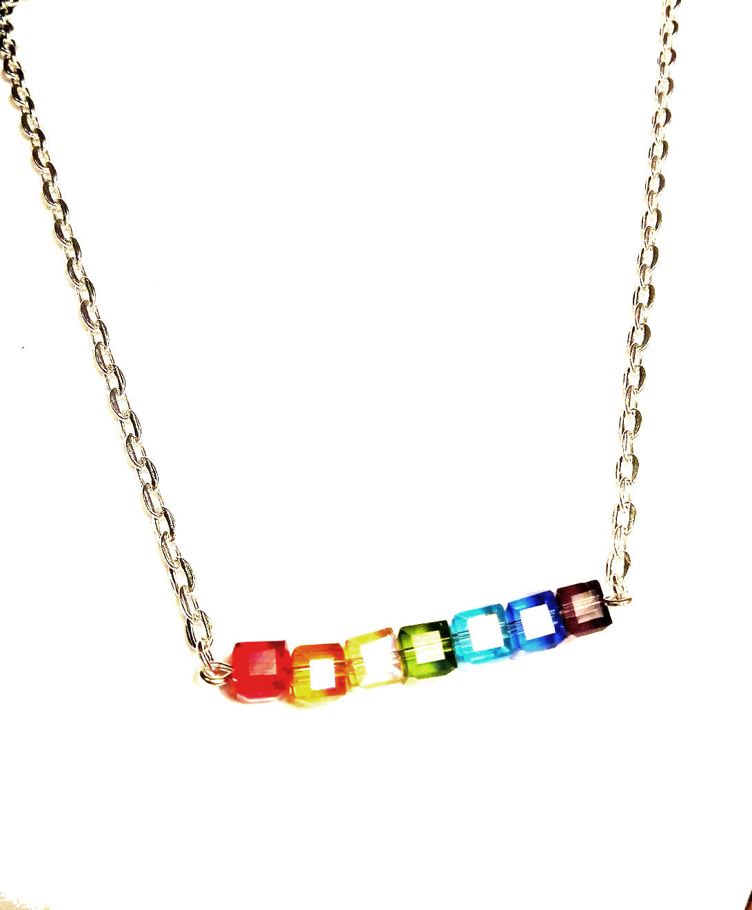 Gay Pride Rainbow Cubes Necklace