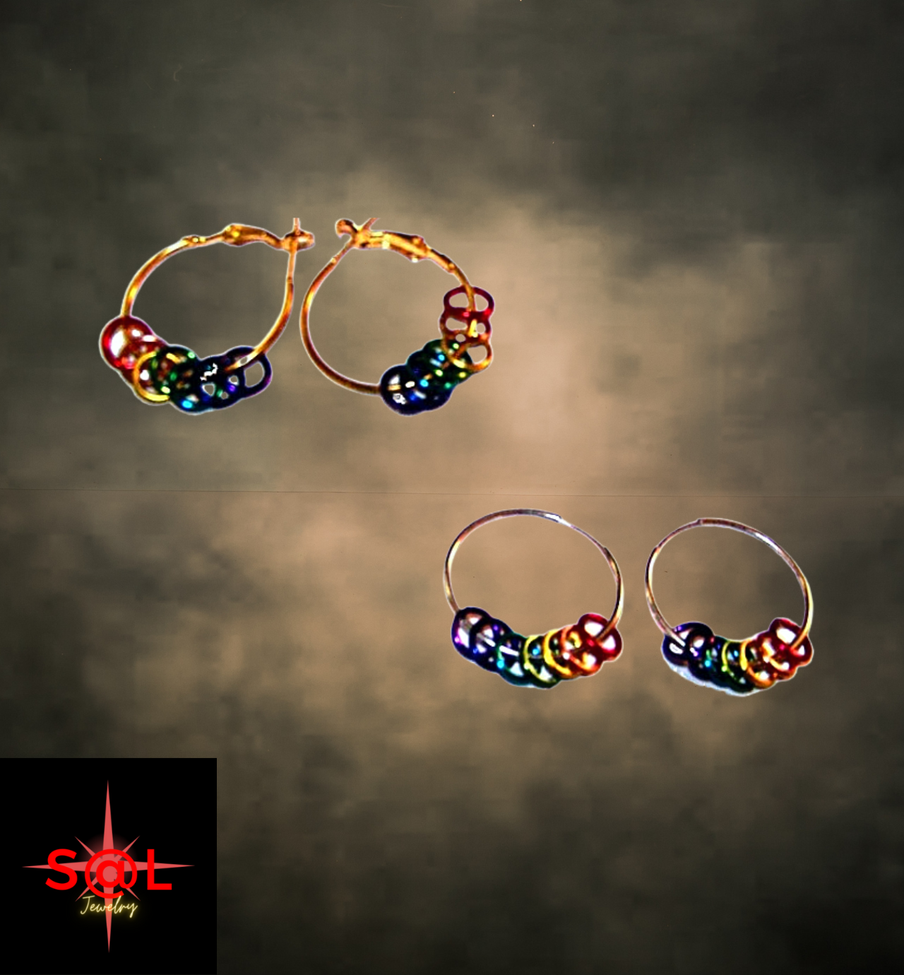 Gay Pride Rainbow Rings Hoop Earrings