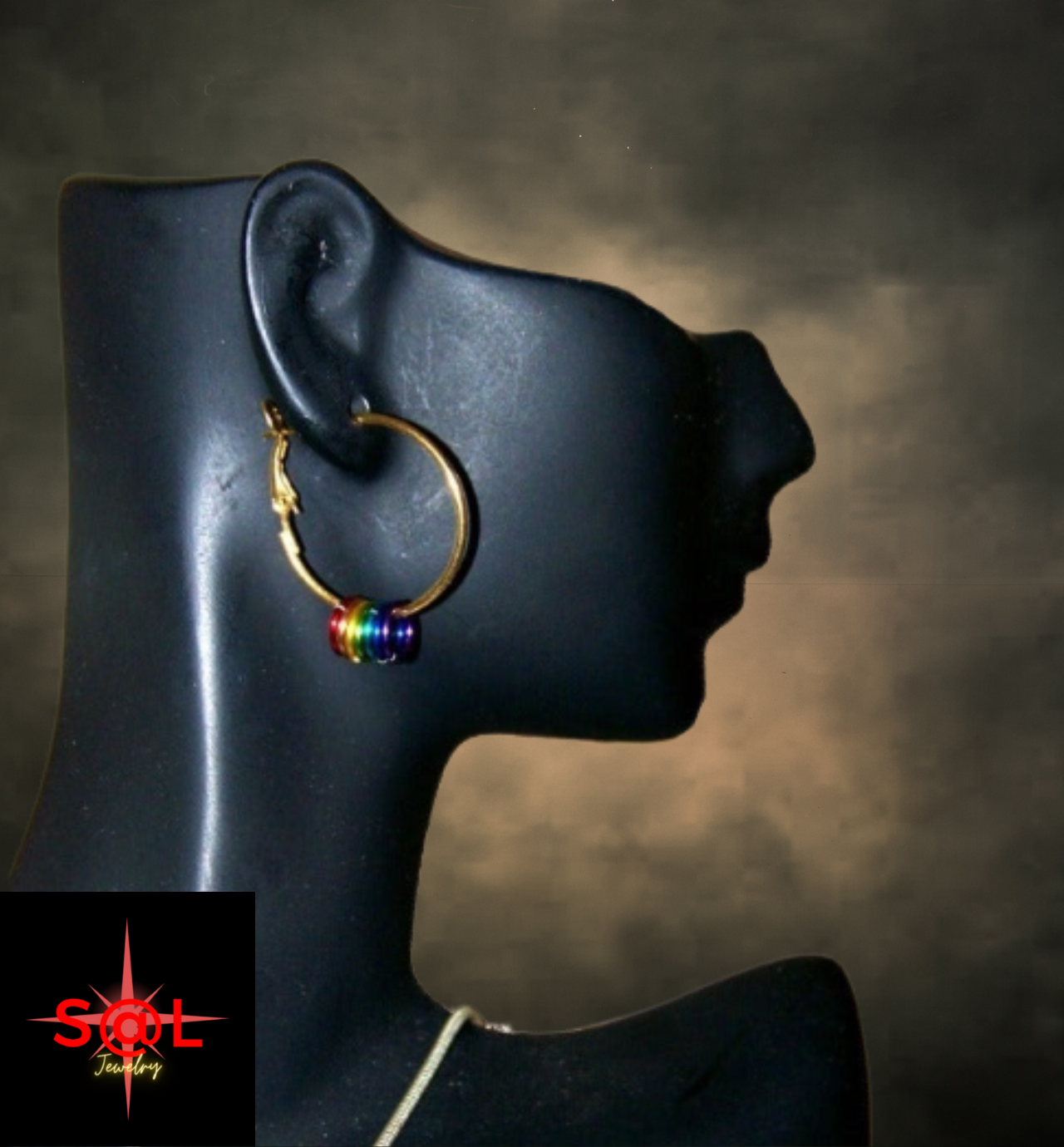 Gay Pride Rainbow Rings Hoop Earrings