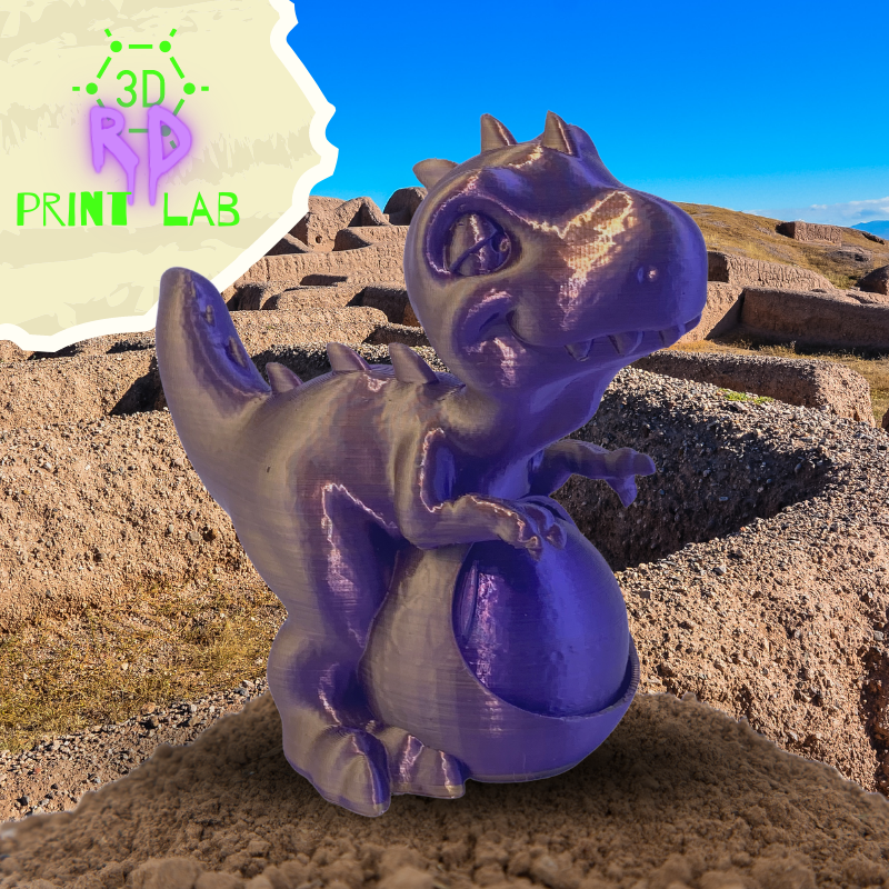 HAPPY PURPLE DINO WITH SECRET COMPARTMENT 3D PRINT