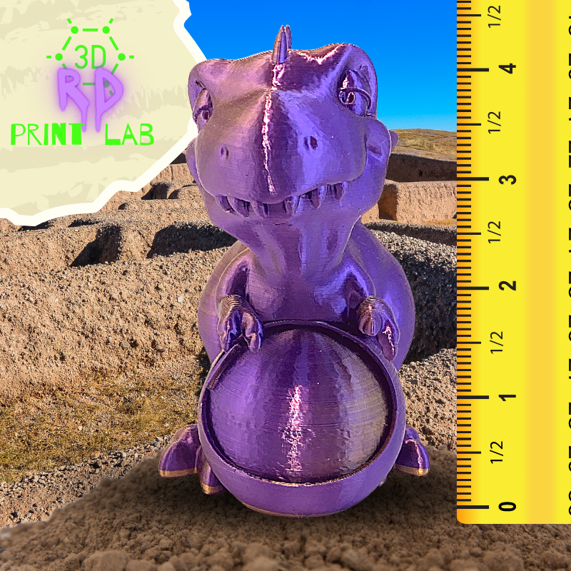 HAPPY PURPLE DINO WITH SECRET COMPARTMENT 3D PRINT