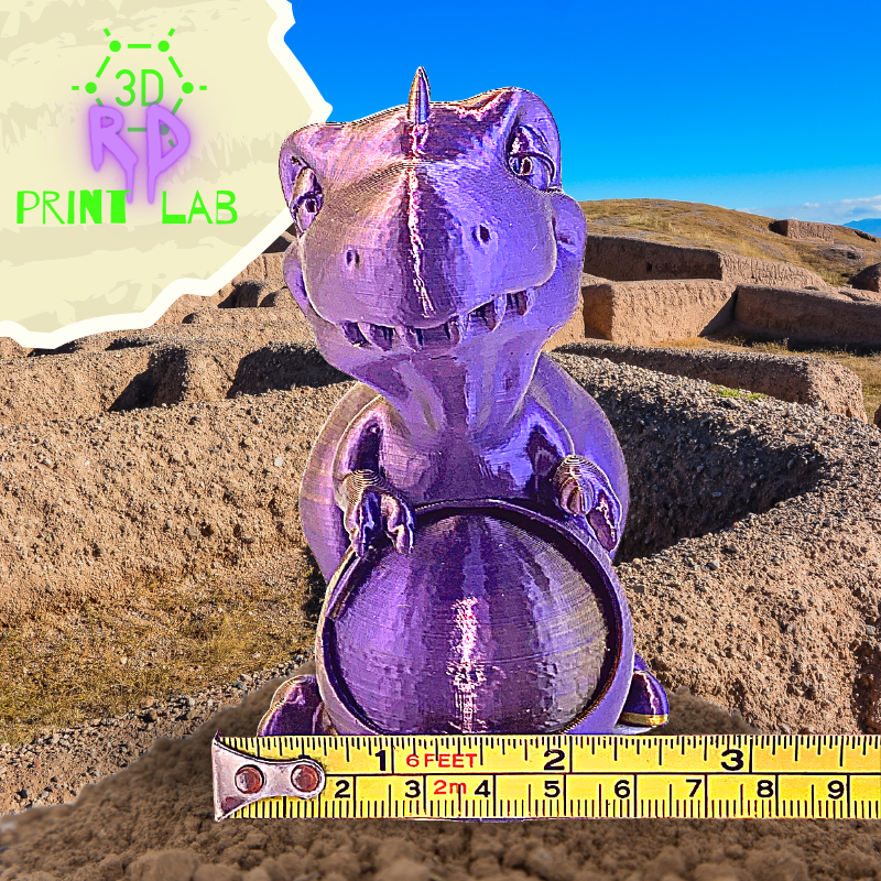 HAPPY PURPLE DINO WITH SECRET COMPARTMENT 3D PRINT