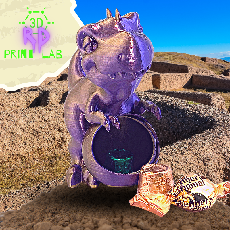 HAPPY PURPLE DINO WITH SECRET COMPARTMENT 3D PRINT