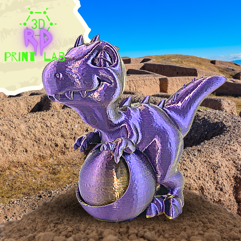 HAPPY PURPLE DINO WITH SECRET COMPARTMENT 3D PRINT