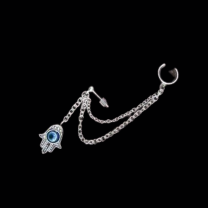Eye of Horus Hamsa Hand Ear Cuff And Chain Earring