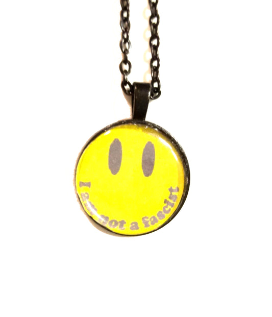 I Am Not A Fascist Black Smiley Retro Necklace- Original