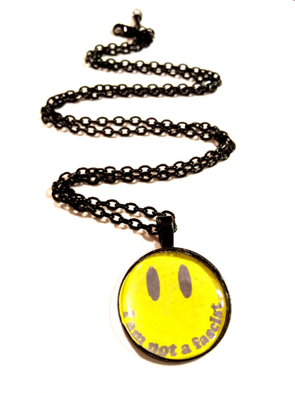 I Am Not A Fascist Black Smiley Retro Necklace- Original