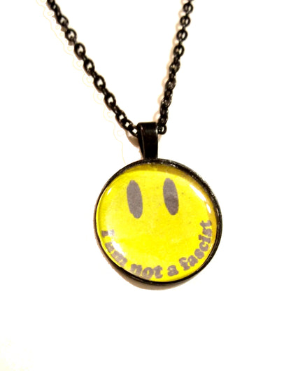 I Am Not A Fascist Black Smiley Retro Necklace- Original