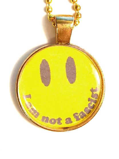 I Am Not A Fascist Black Smiley Retro Necklace- Original