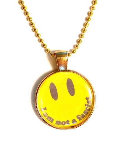 I Am Not A Fascist Black Smiley Retro Necklace- Original