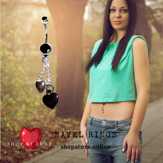 14g Belly Ring With Silver & Stone Heart