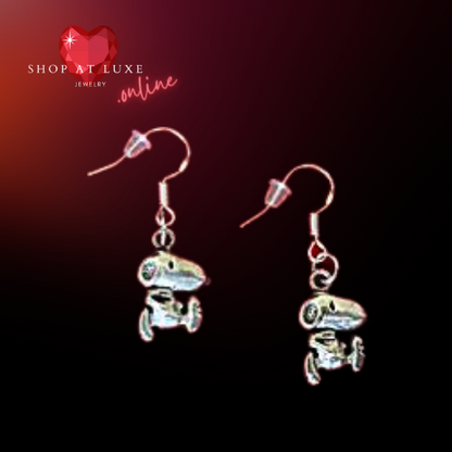 Keep On Movin' Silver Snoopy Earrings