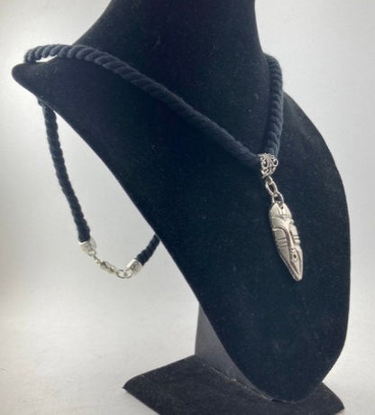 Kenyan Batik African Mask Twisted Textile Necklace
