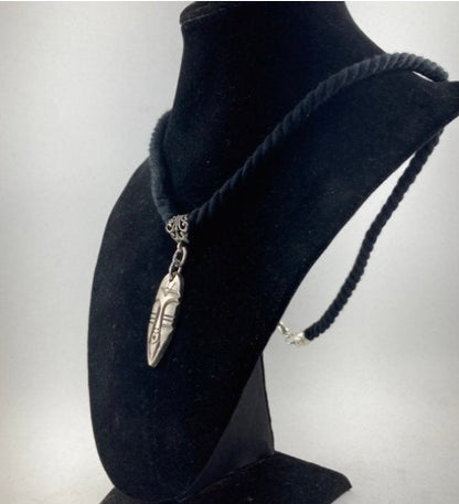 Kenyan Batik African Mask Twisted Textile Necklace