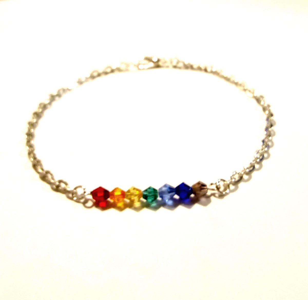 LBGTQAI Rainbow Pride Crystal Bracelet - Silver Chain