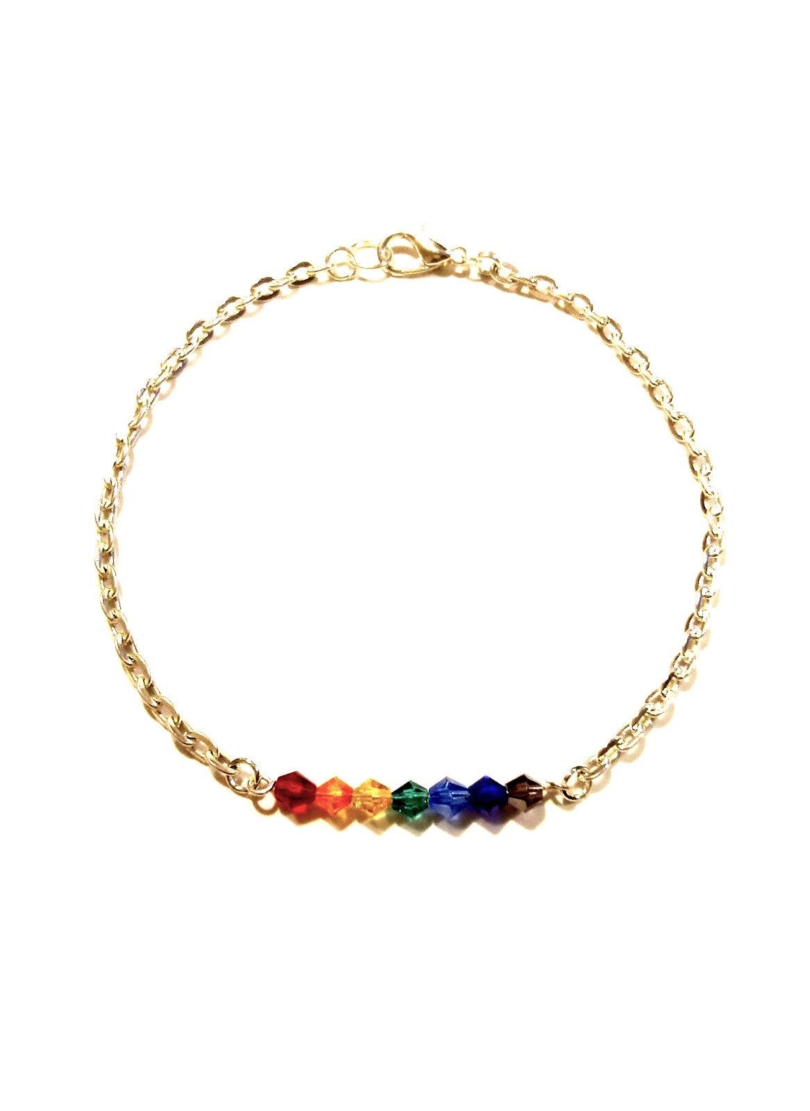 LBGTQAI Rainbow Pride Crystal Bracelet - Silver Chain