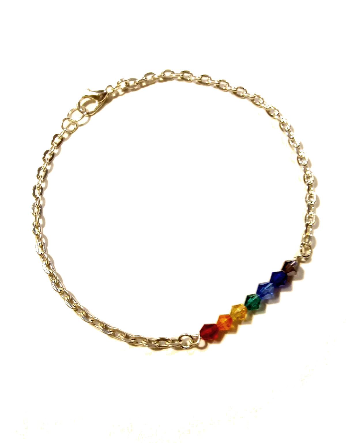 LBGTQAI Rainbow Pride Crystal Bracelet - Silver Chain