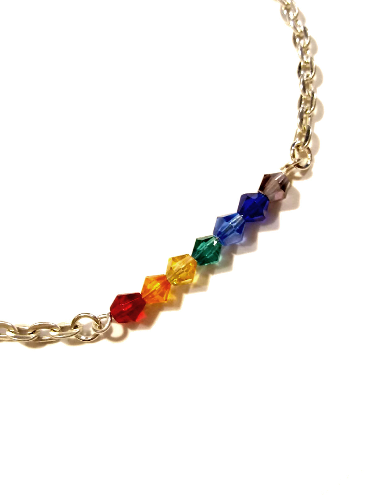 LBGTQAI Rainbow Pride Crystal Bracelet - Silver Chain