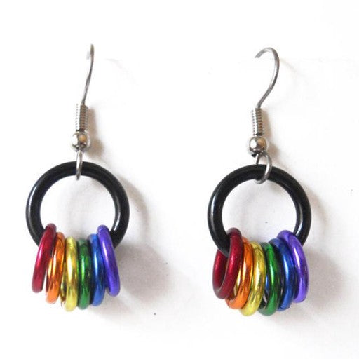 LBGTQ Pride Rainbow Rings Hoop Earrings