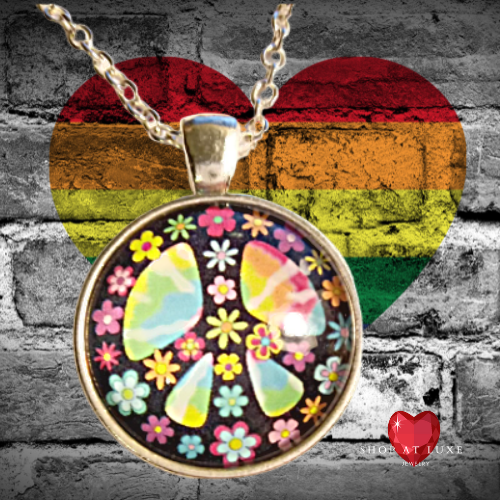 Hippie Peace Sign Pride Necklace