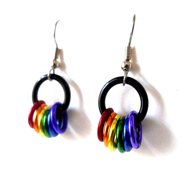 LBGTQ Pride Rainbow Rings Hoop Earrings