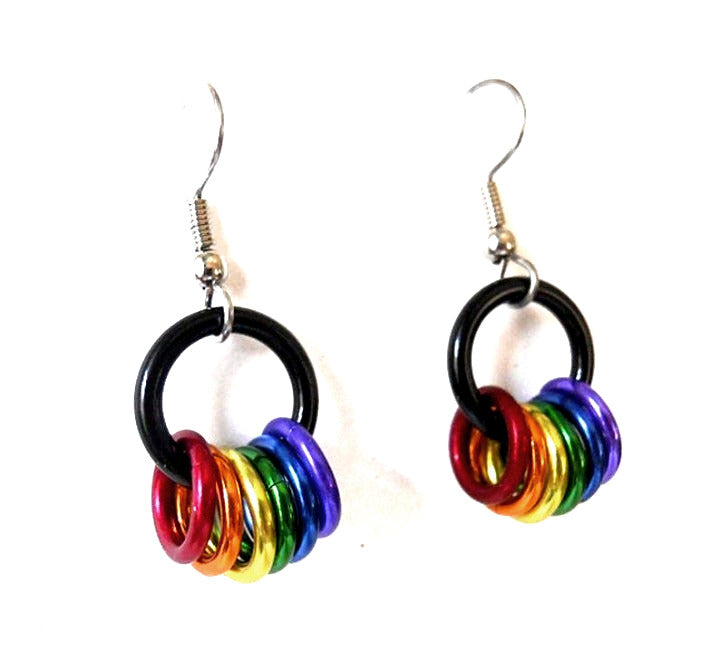 LBGTQ Pride Rainbow Rings Hoop Earrings