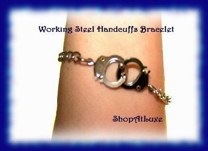 MENS Working Handcuff Steel Bracelet