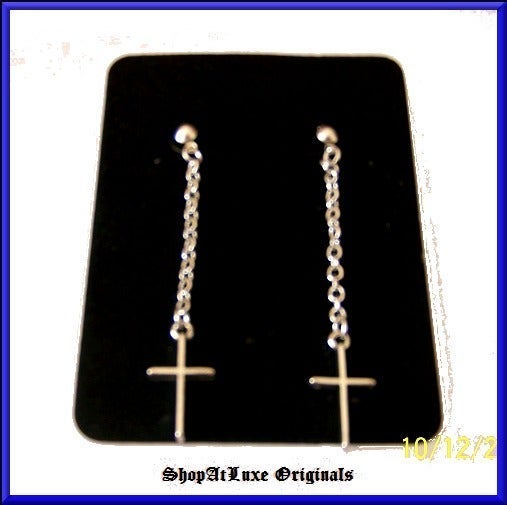 Minimalist Steel Cross Earrings