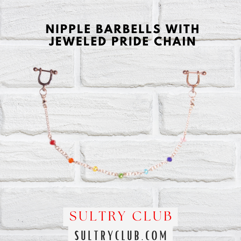 Nipple Barbells With BDSM PRIDE Chain