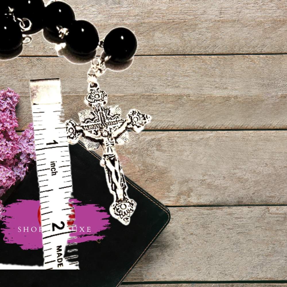 Genuine Onyx Beaded Catholic Rosary