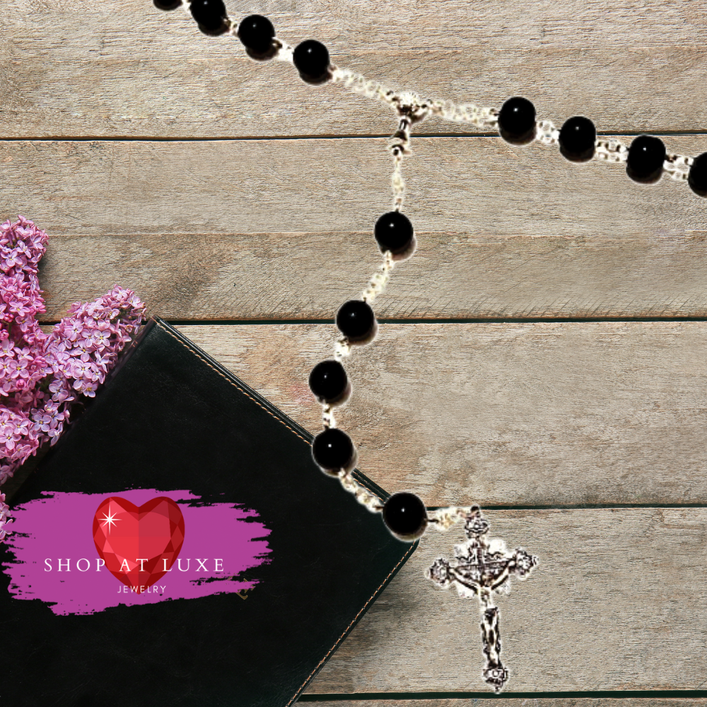 Genuine Onyx Beaded Catholic Rosary