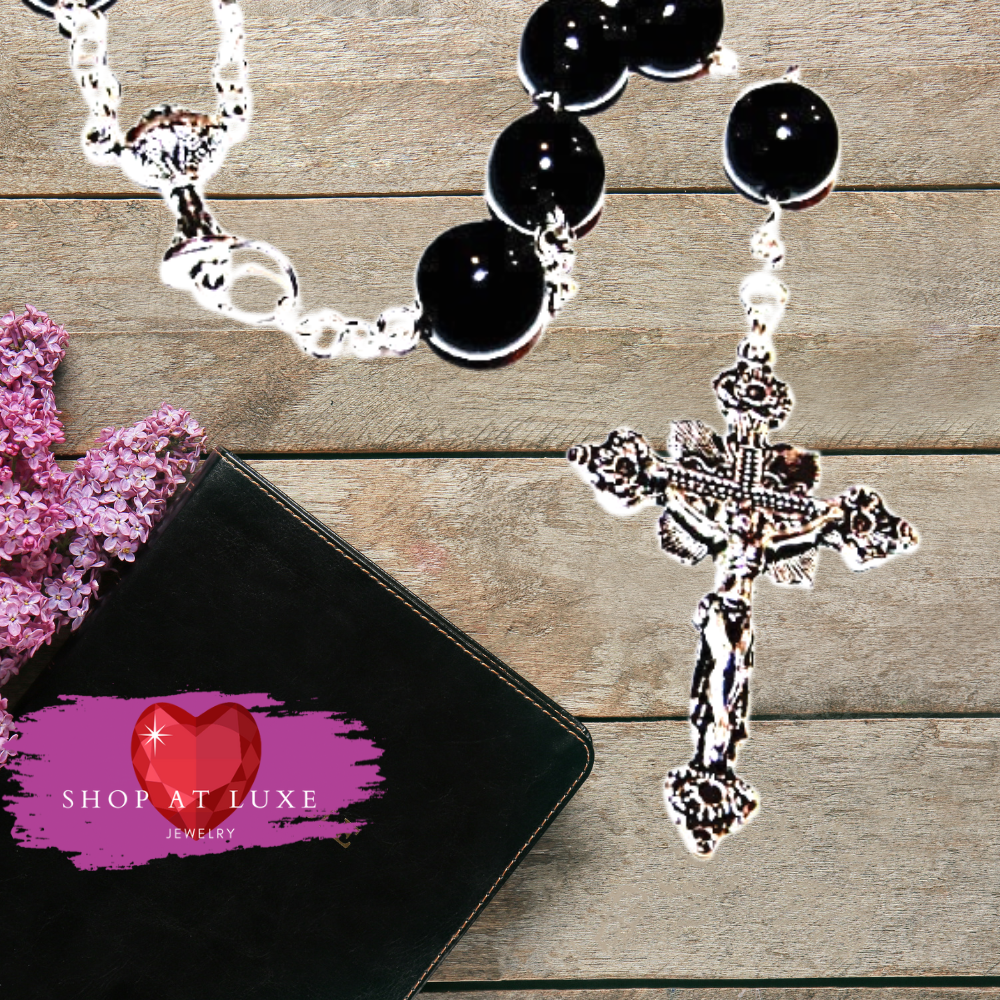 Genuine Onyx Beaded Catholic Rosary