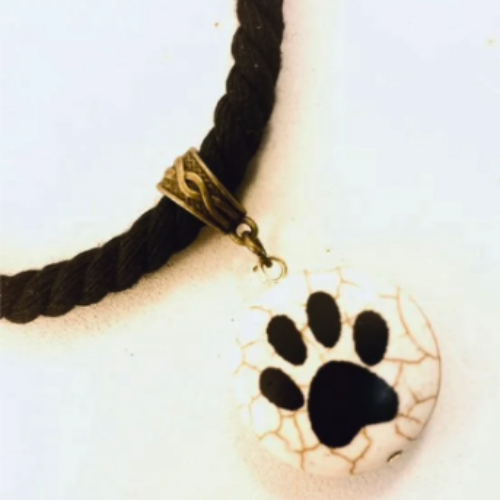 Stone Paw Print Twisted Textile Bracelet