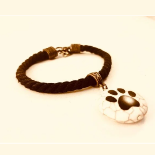 Stone Paw Print Twisted Textile Bracelet