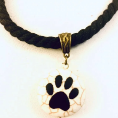 Stone Paw Print Twisted Textile Bracelet