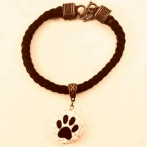 Stone Paw Print Twisted Textile Bracelet