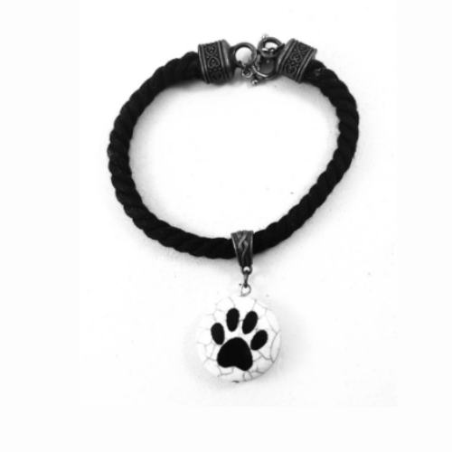 Stone Paw Print Twisted Textile Bracelet