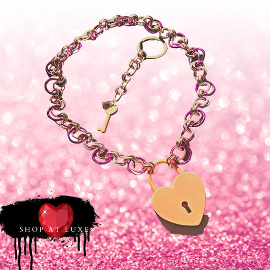 Pink Heart Lock Discreet Choker With Matching Keychain