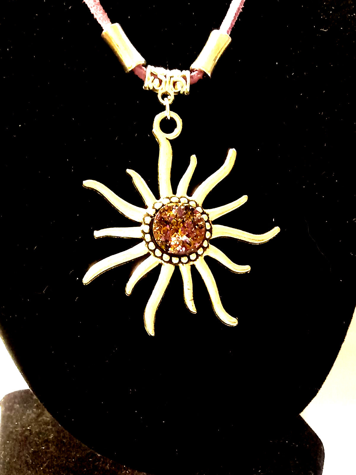 Purple Druzy Solstice Sun Necklace