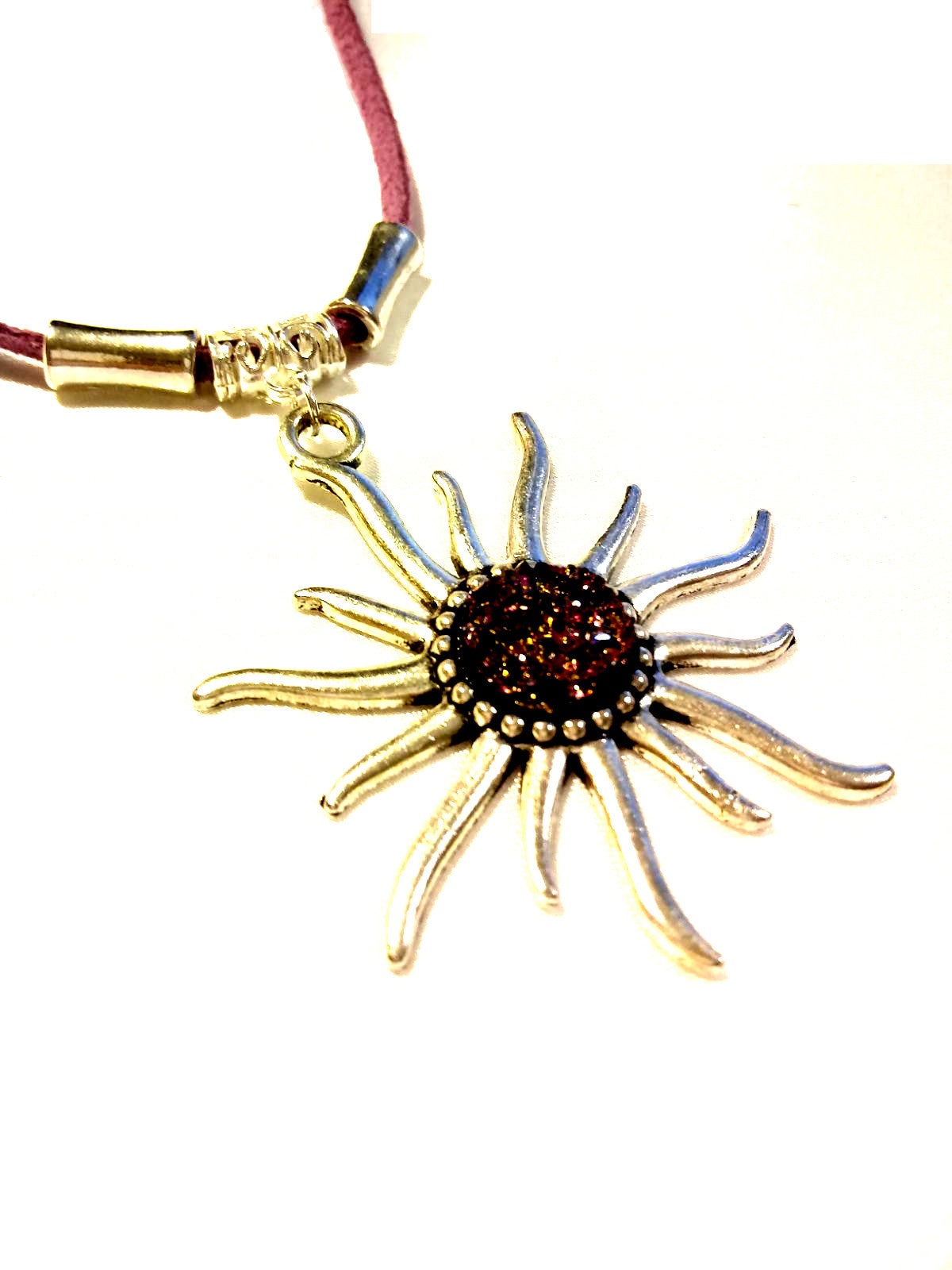 Purple Druzy Solstice Sun Necklace