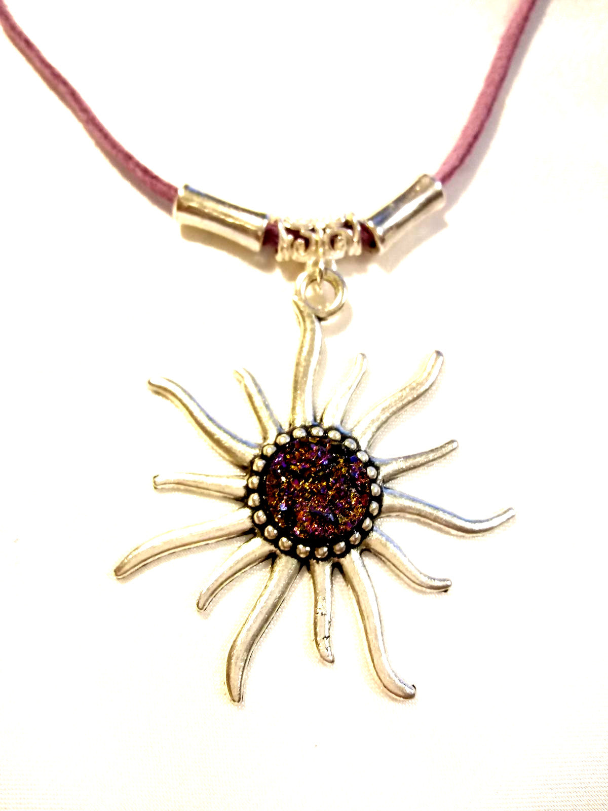 Purple Druzy Solstice Sun Necklace