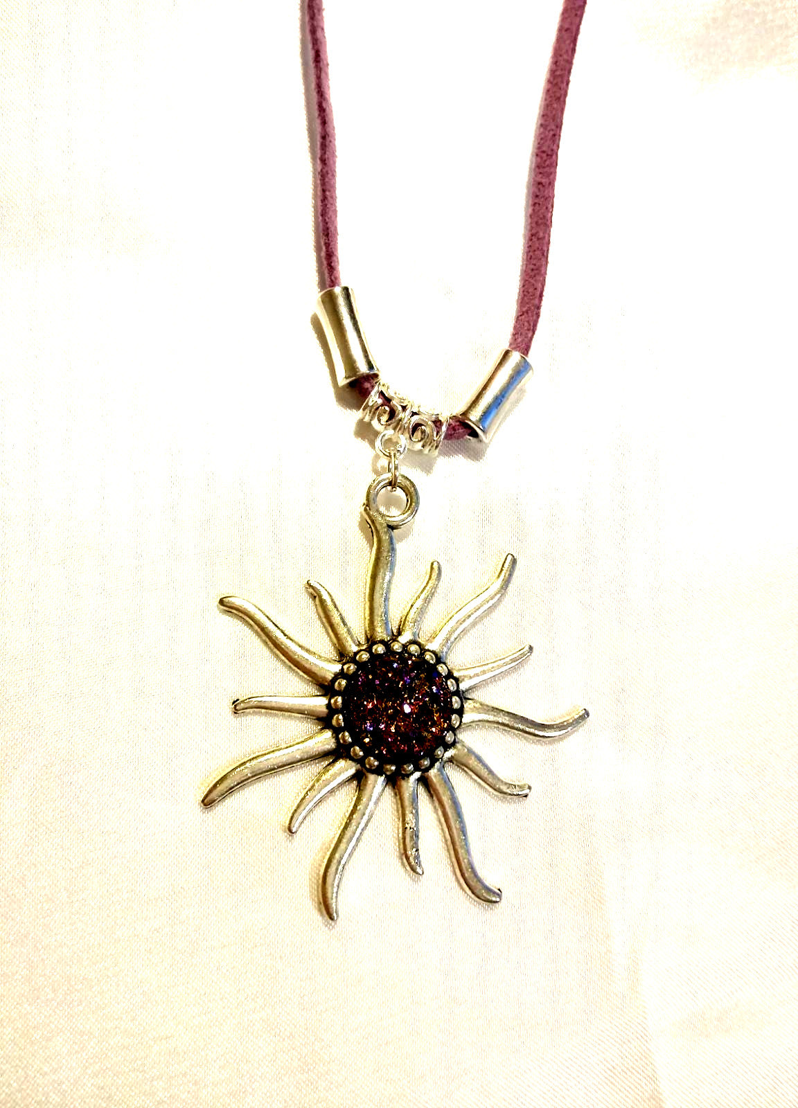 Purple Druzy Solstice Sun Necklace