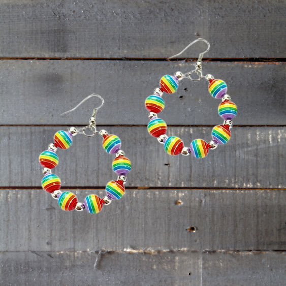 Happy Balls! Rainbow LBGTQ Pride Earrings