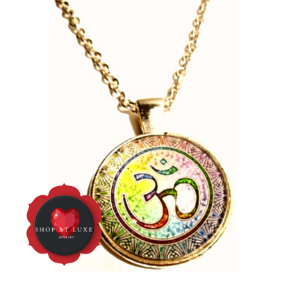 Rainbow Ohm Medallion Necklace