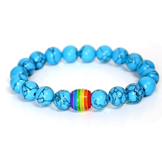 Rainbow Pop Turquoise Beaded Bracelet