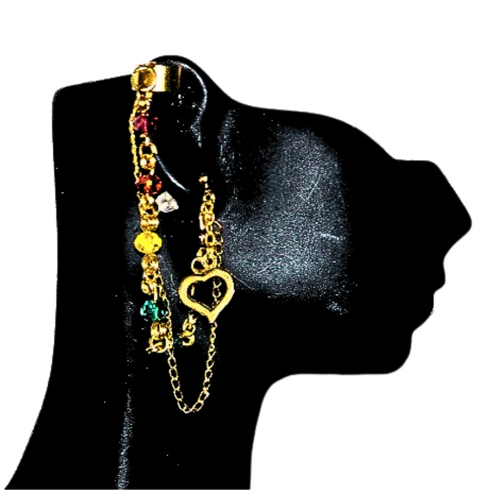 Rainbow Crystal Chain And Ear Cuff Earring