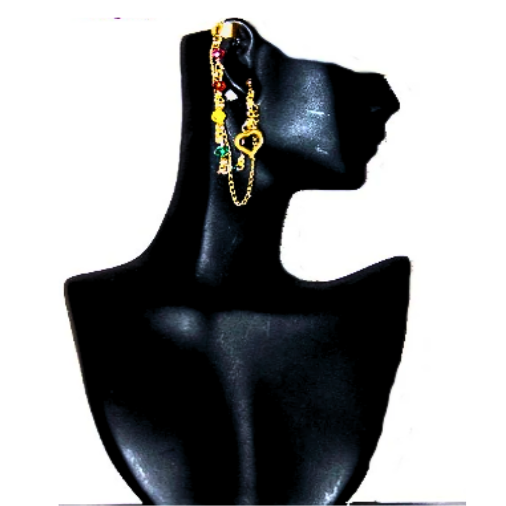 Rainbow Crystal Chain And Ear Cuff Earring