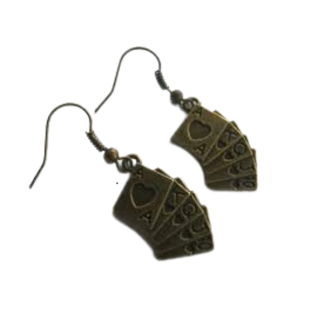 Royal Flush Poker Deck Novelty Earrings